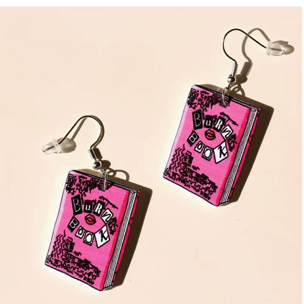 ❤️FREE Mean Book School Artsy Trendy Drop Girls Girly Burn Hipster Art Earrings